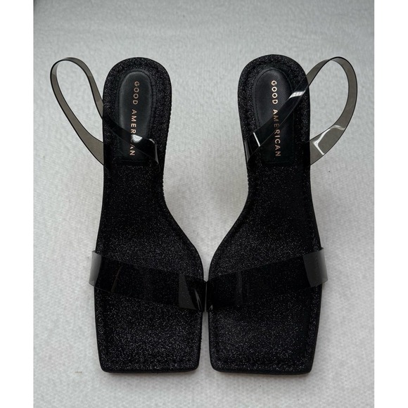 Good American Shoes - Good American Crystal Crush Lucite Glitter‎ Sling Back Heels Sz 9.5 NWOB!